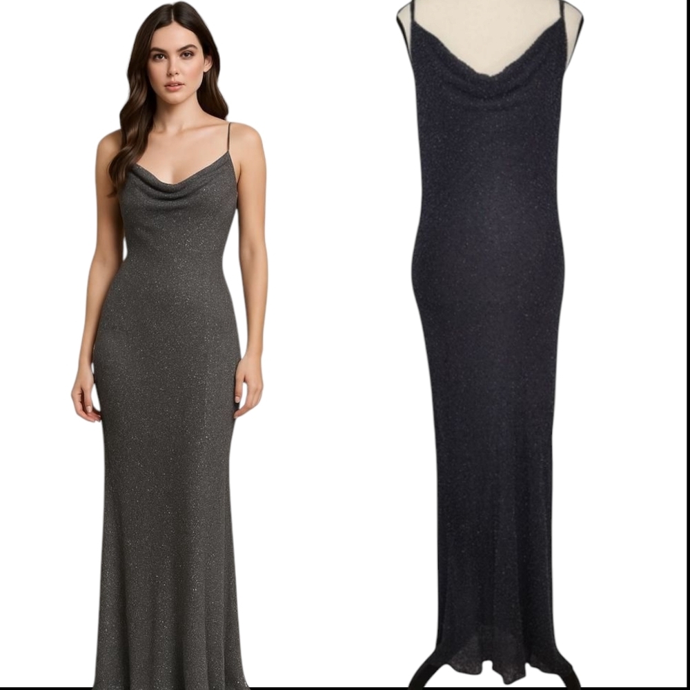 Adrianna Papell Silver Evening Gown